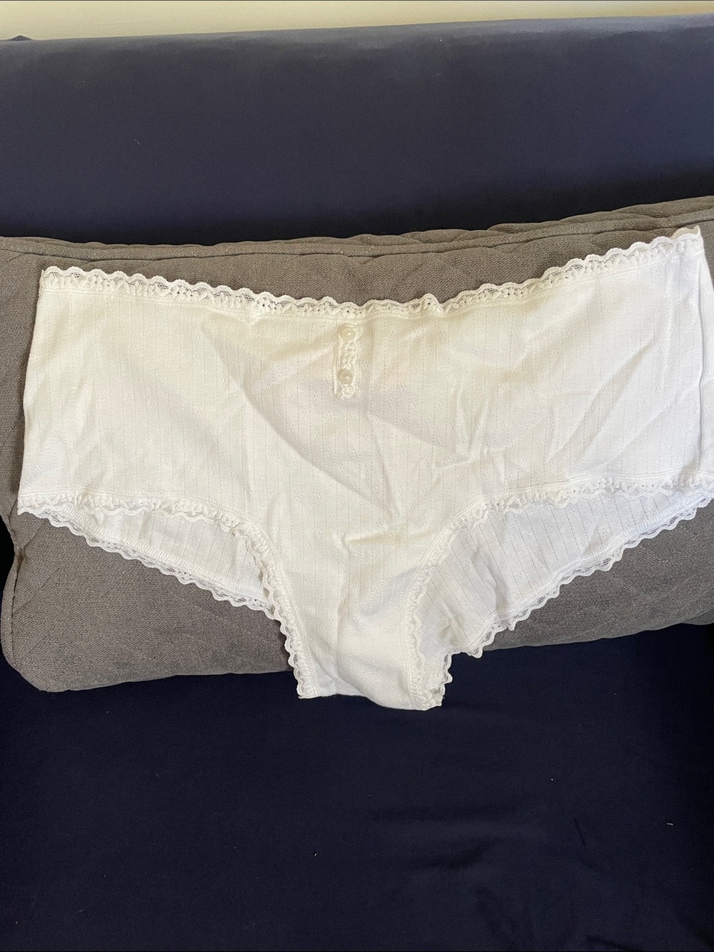 Victoria's Secret White Lace-Trim Hipster Panty